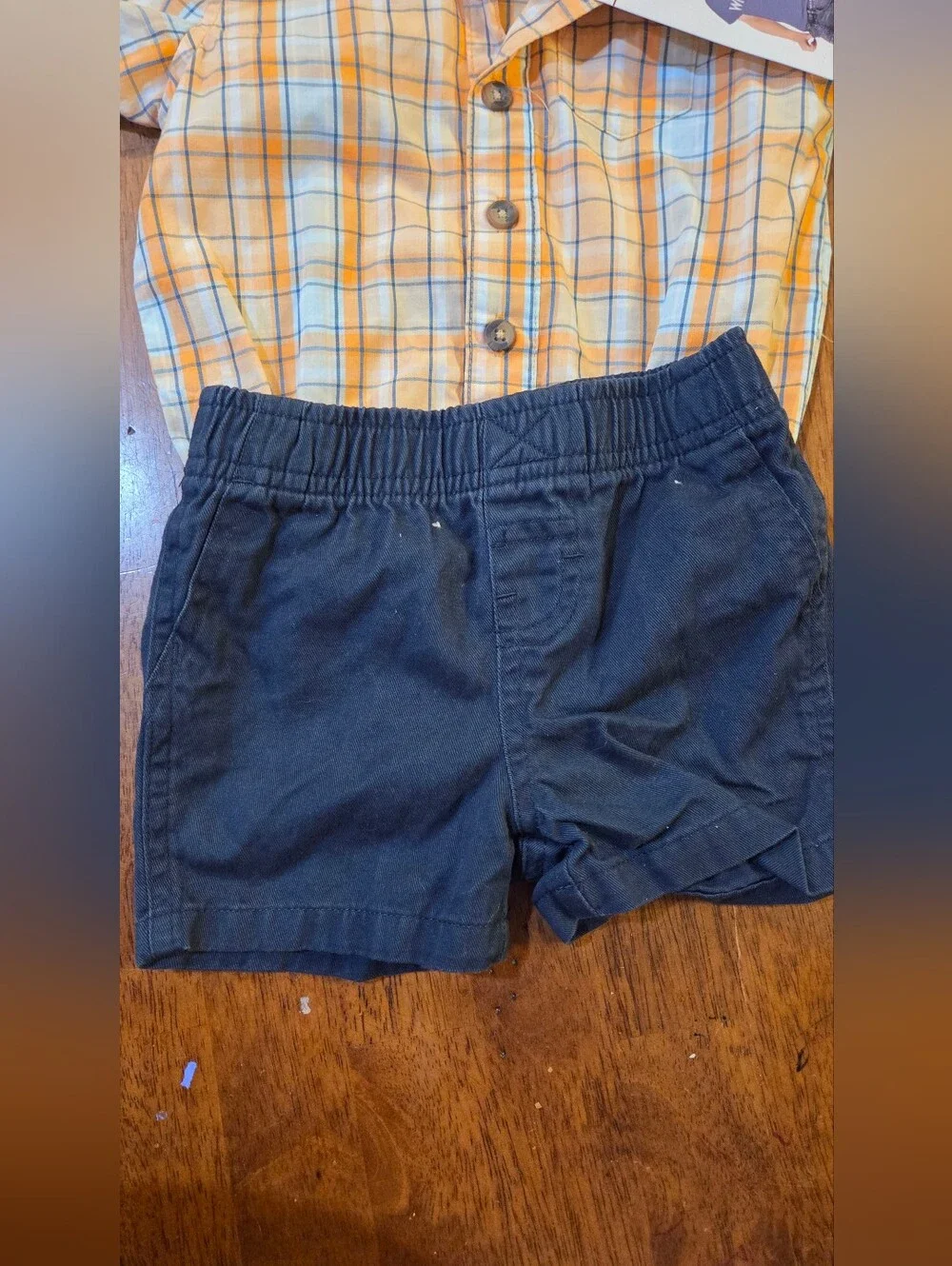 🧸3/$15🧸 NWT Wrangler Baby Boy Outfit Size 9M Plaid Short Sleeve Shirt & Shorts